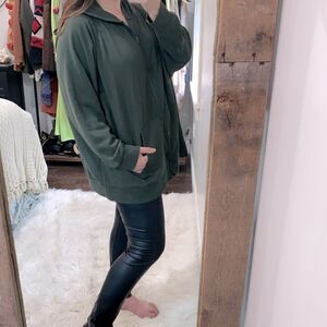 Terra & Sky olive green hooded jacket zippered size 3X